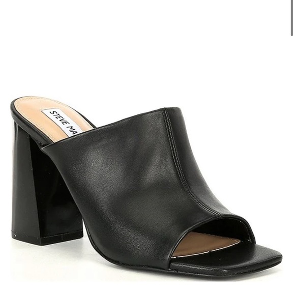 Steve Madden | Shoes | Steve Madden Tule Leather Block Heel Square Toe  Mules | Poshmark